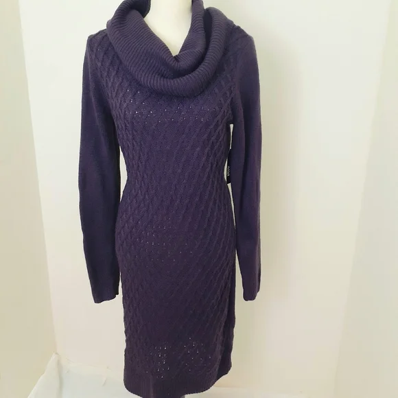 knee length dresses for ladies Snapback Sweater Dress (PURPLE) – Meow and Barks Boutique main image 1
